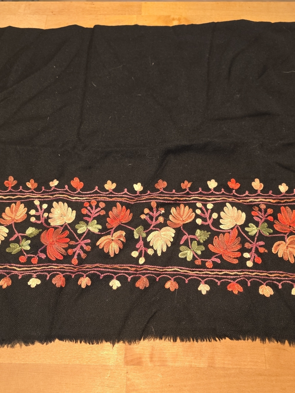 Black Embroidered Floral Border Shrug